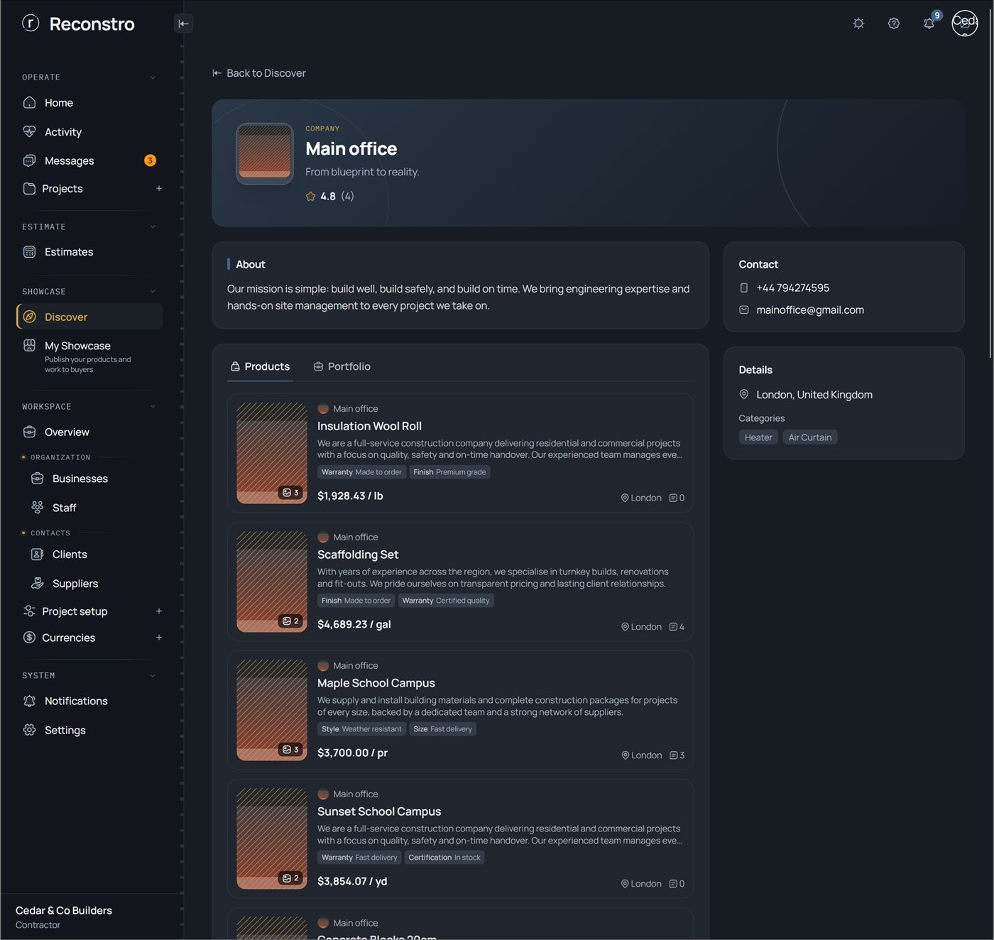 Public storefront on Discover