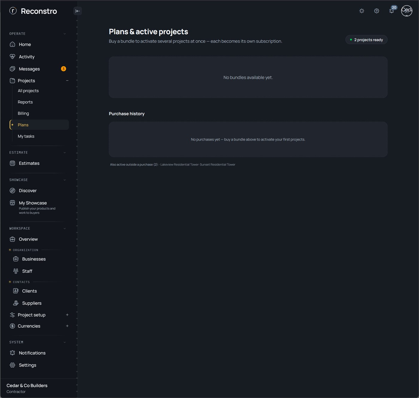 Plans and active projects